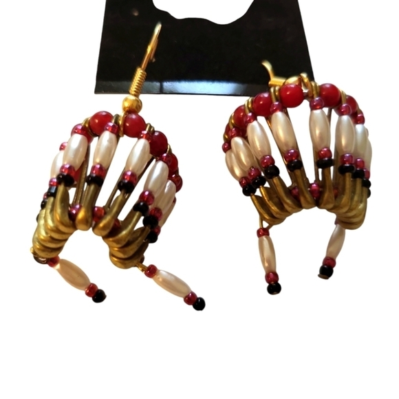 Pair of Native American style Earrings Headdress Hand made - Picture 9 of 10